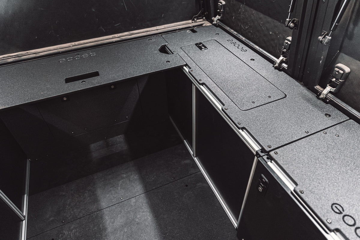 Goose Gear AluCab Alu-Cabin Canopy Camper - Chevrolet Silverado 1500 / GMC Sierra 1500 2019-Present 4th Gen. - Front Utility Module